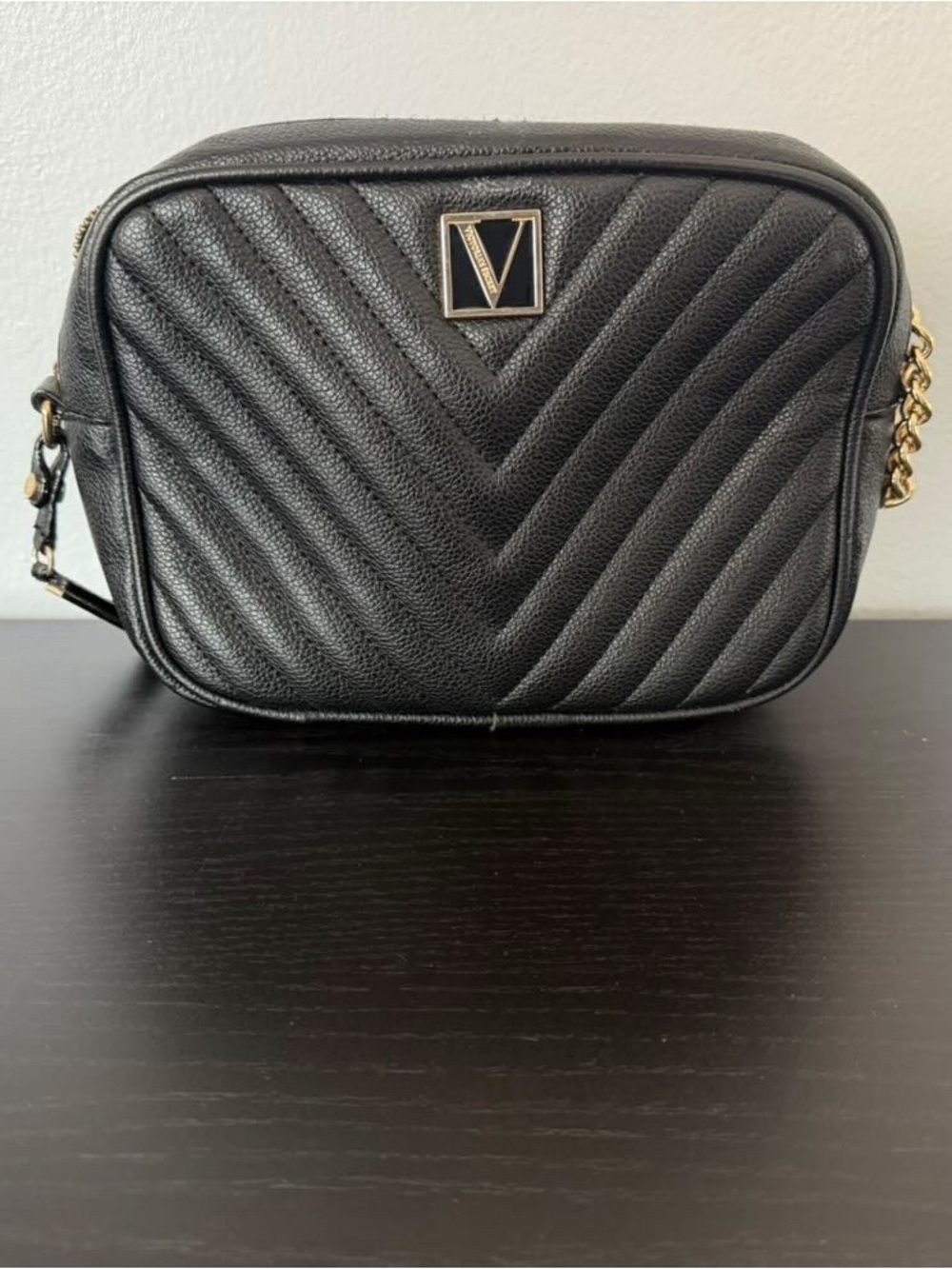 Quilted Crossbody Bag in Black with Gold Hardware